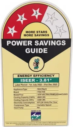 Voltas 183V Vectra Prime 1.5 Ton 3 Star 2025 Inverter Split AC