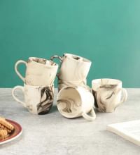 Cdi White Italian Printed 200ml Ceramic (Set of 6) Coffee Mug
