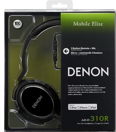 Denon AH-D310R Mobile Elite Over-Ear Headphones with 3 Button Remote and Mic