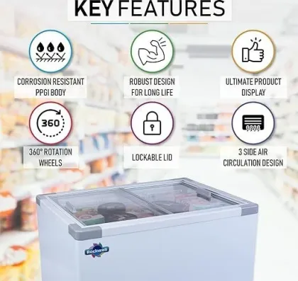 Rockwell SFR250GT 236 L Double Glass Door Deep Freezer