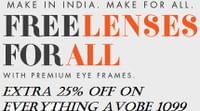 Lenskart Make in india Offer : Free Lenses for all and extra 25% OFF on Everything