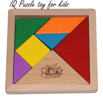 Vibgyor Vibes 7 Piece Wooden Tangram Puzzle for Mind Development of Kids (Multi Color)
