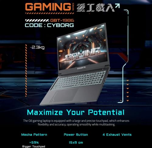 Gigabyte G6 KF-H3IN894KH Laptop (13th Gen Core i7/ 16GB/ 1TB SSD/ Win11 Home/ 8GB Graph)