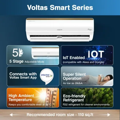 Voltas 125V Vertis Smart Elite Gold 1 Ton 5 Star Inverter Split AC