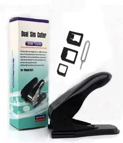 RKA Black Heavy Duty Dual SIM Cutter for Apple iPhone 4 & Free Adapter
