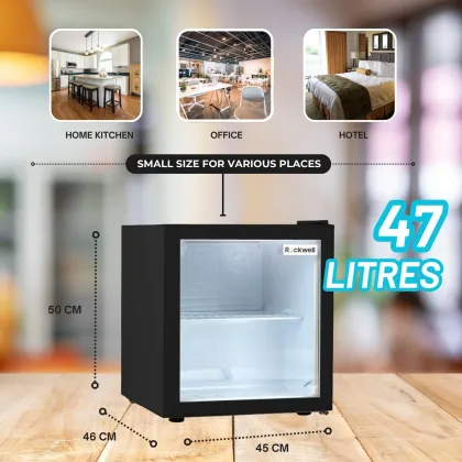 Rockwell MB55GBL 47 L Single Glass Door Refrigerator
