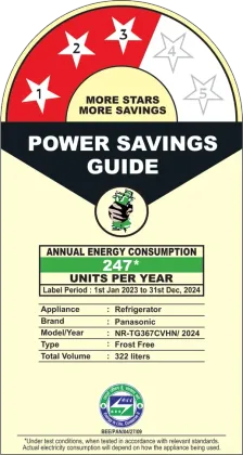 Panasonic NR-TG367CVHN 322 L 3 Star Double Door Refrigerator