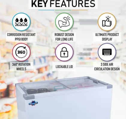 Rockwell SFR250GT 225 L Flat Glass Top Deep Freezer