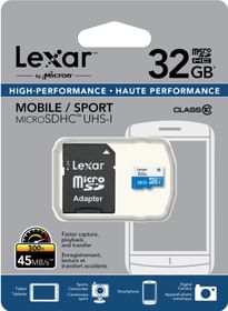 Lexar MicroSDHC 32GB Class 10 High Performance 300x 45mb/S Uhs-1 Class 10