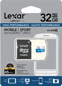 Lexar MicroSDHC 32GB Class 10 High Performance 300x 45mb/S Uhs-1 Class 10
