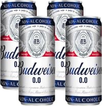 Budweiser 0.0 Non Alcoholic Beer (Can) - Pack of 4
