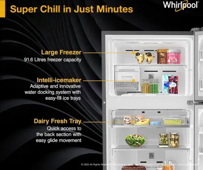 Whirlpool IF INV CNV 480 Alpha Steel-Y 431 L 2 Star Double Door Refrigerator