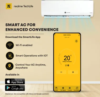 Realme TechLife 103IPG25WRS 1 Ton 3 Star 2025 Inverter Split AC