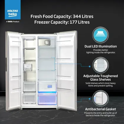 Voltas Beko RSB585 521 L Side by Side Refrigerator
