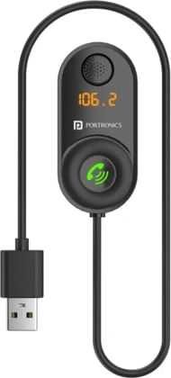 Portronics AUTO 17 in-Car Bluetooth Receiver for Handsfree Calling, Music System, Supports All Smartphones (Black)