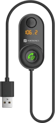 Portronics AUTO 17 in-Car Bluetooth Receiver for Handsfree Calling, Music System, Supports All Smartphones (Black)