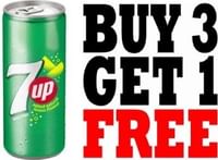 Buy 3 Get 1 FREE : 7 Up Lemon Soft Drink 250 ml Tin