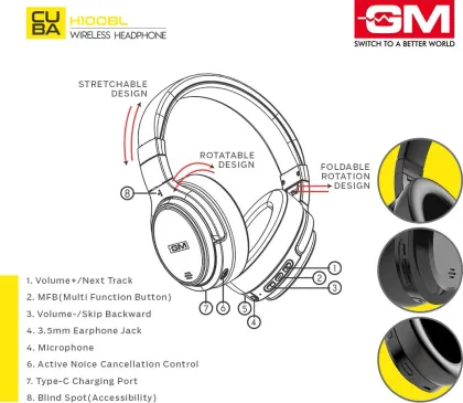 GM Cuba H100BL Wireless Headphones