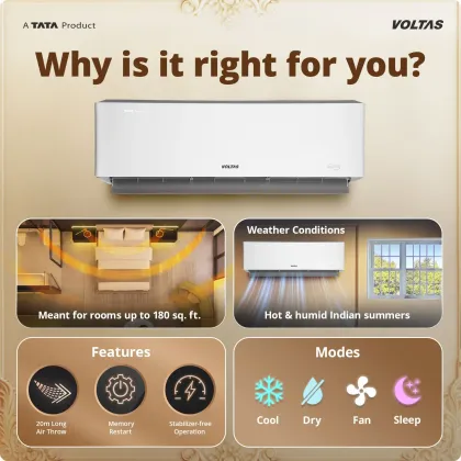 Voltas 185INV Venus Luxe 1.5 Ton 5 Star 2026 Inverter Split AC
