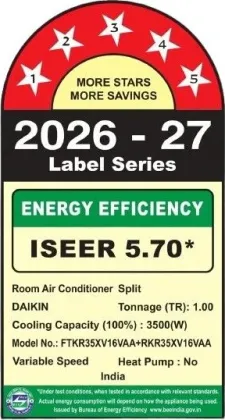 Daikin FTKR35XV16VAA 1 Ton 5 Star 2026 Inverter Split AC