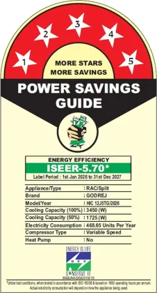 Godrej HIC 12J5TG 1 Ton 5 Star 2026 Inverter Split AC