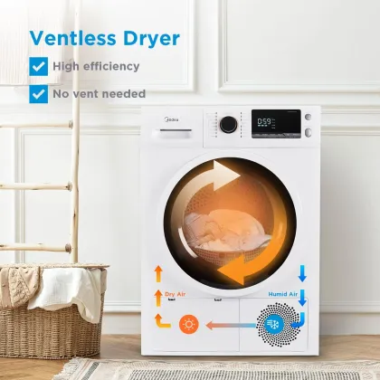 Midea MLE25H7BWW 4.4 cu ft Fully Automatic Front Load Dryer
