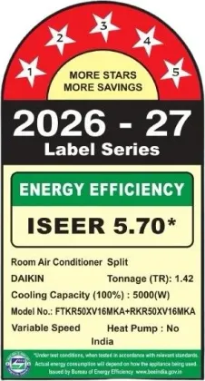 Daikin FTKR50XV16MKA 1.42 Ton 5 Star 2026 Inverter Split AC