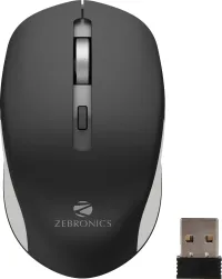 ZEBRONICS ZEB-JAGUAR Wireless Mouse, 2.4GHz with USB Nano Receiver, High Precision Optical Tracking, 4 Buttons, Plug & Play, Ambidextrous, for PC/Mac/Laptop