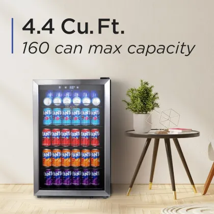 BLACK+DECKER BDB44LS 4.4 Cu Ft Single Glass Door Mini Refrigerator