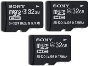 Sony MicroSDHC 32GB Class 4 (Pack of 3)