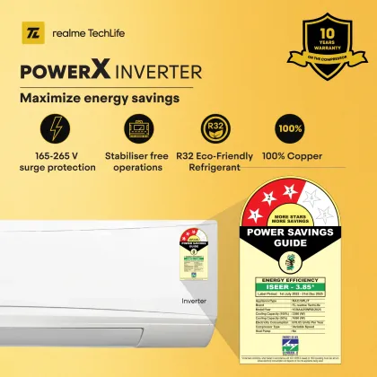 Realme TechLife 103IAA25WRS 1 Ton 3 Star 2025 Inverter Split AC
