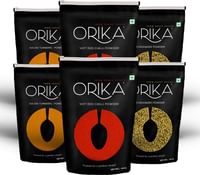 ORIKA Hot Red Chilli Powder, Salem Turmeric Powder, Corriander Powder (Pack of 6, 100gms Each)