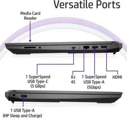 HP Pavilion 15-ec0104AX Gaming Laptop (Ryzen 5/ 8GB/ 512GB SSD/ Win10 Home/ 4GB Graph)