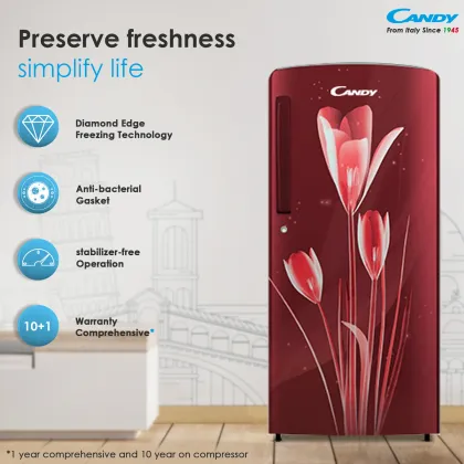 Candy CSD1962RL 185 L 2 Star Single Door Refrigerator