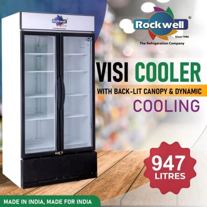 Rockwell RVC1100B 947 L Double Glass Door Visi Cooler