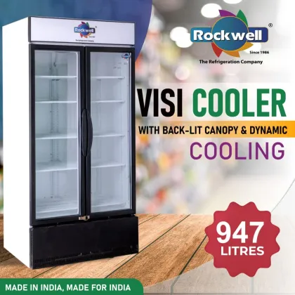 Rockwell RVC1100B 947 L Double Glass Door Visi Cooler