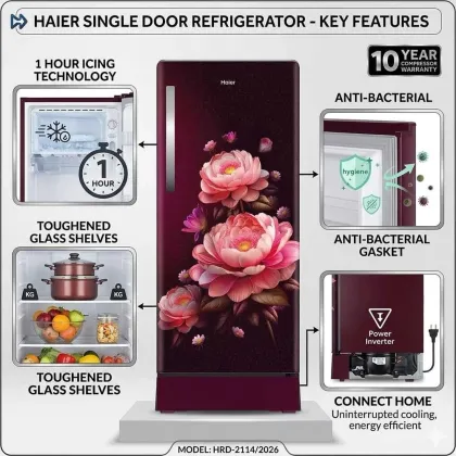 Haier HRD-2114PRBA-N 190 L 4 Star Single Door Refrigerator