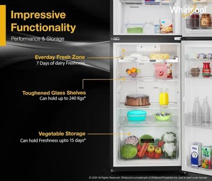 Whirlpool IF INV 278 Lunar Black Conv-Y 235 L 3 Star Double Door Refrigerator