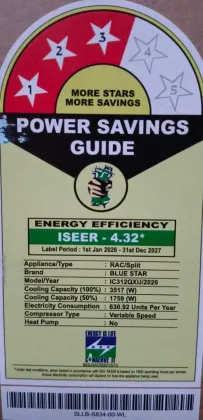 Blue Star IA312QXU 1 Ton 3 Star 2026 Inverter Split AC