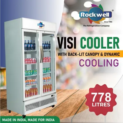 Rockwell RVC950C 778 L Double Glass Door Visi Cooler