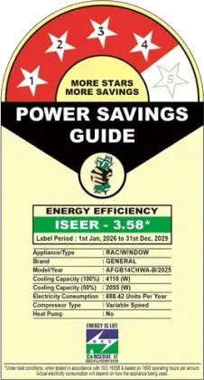 O General AFGB14CHWA-B 1.17 Ton 4 Star 2025 Inverter Window AC