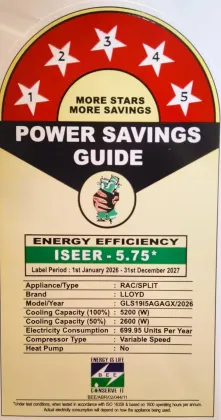 Lloyd GLS19I5AGAGX 1.5 Ton 5 Star 2026 Inverter Split AC