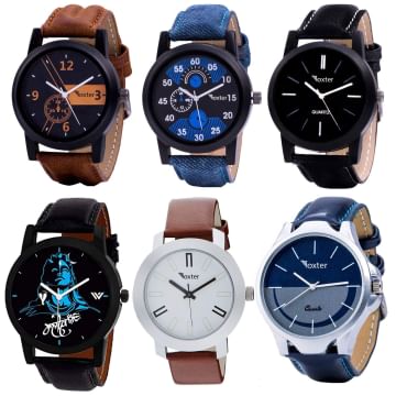 Foxter Pack of 6 Multicolour Analog Analog Watch for Men and Boys