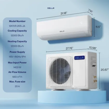 DELLA Motto 048-MS-12K1VR-20S-JA 12000 BTU 115V Inverter Split AC