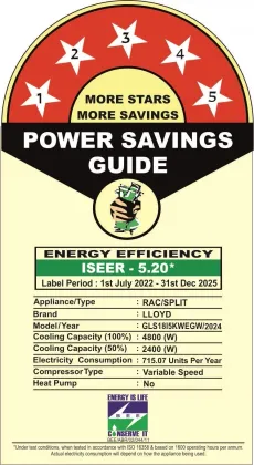 Lloyd GLS18I5KWEGW 1.5 Ton 5 Star Inverter Split AC