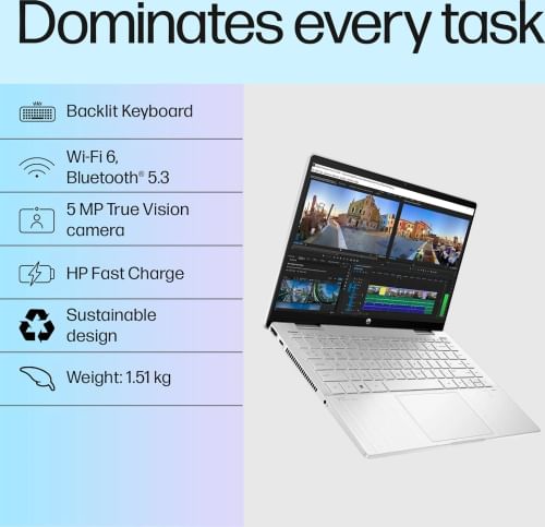 HP Pavilion x360 14-ek1148TU Laptop (13th Gen Core i5/ 16GB/ 512GB SSD/ Win11)