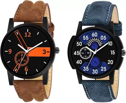 UNU  Combo Of Two Stylish Leather Strap New Fashion 2019 Mens Analog Watch - For Boys