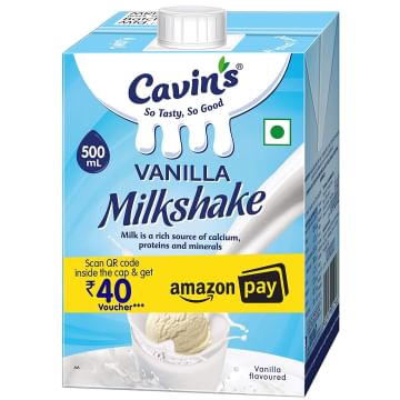 Cavin's Milkshake, Vanilla, 500ml | Get Rs. 40 Amazon Pay Voucher