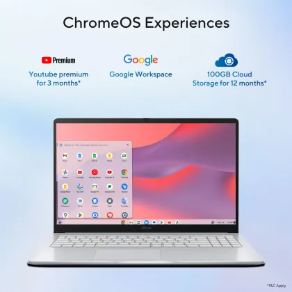 Asus Chromebook CX1505CTA-S70257 Laptop (Intel Celeron Dual Core N50/ 4GB/ 128GB EMMC/ Chrome OS)