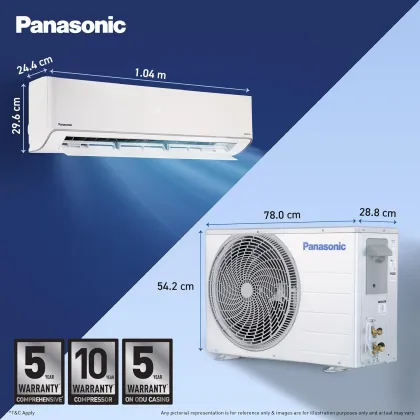 Panasonic CS/CU-EZ18CKYXFM 1.5 Ton 3 Star 2026 Inverter Split AC